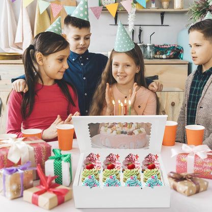 6 Sets x 12 Count Cupcake Containers Boxes with Window, 12.8 x 10 x 3.5 Inch Carrier Holder Bakery for Birthday,Wedding,Party