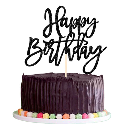 1 PCS Happy Birthday Cake Topper Glitter Cake Pick for Celebrating Anniversary Theme Party Cake Decorations Supplies Light Pink