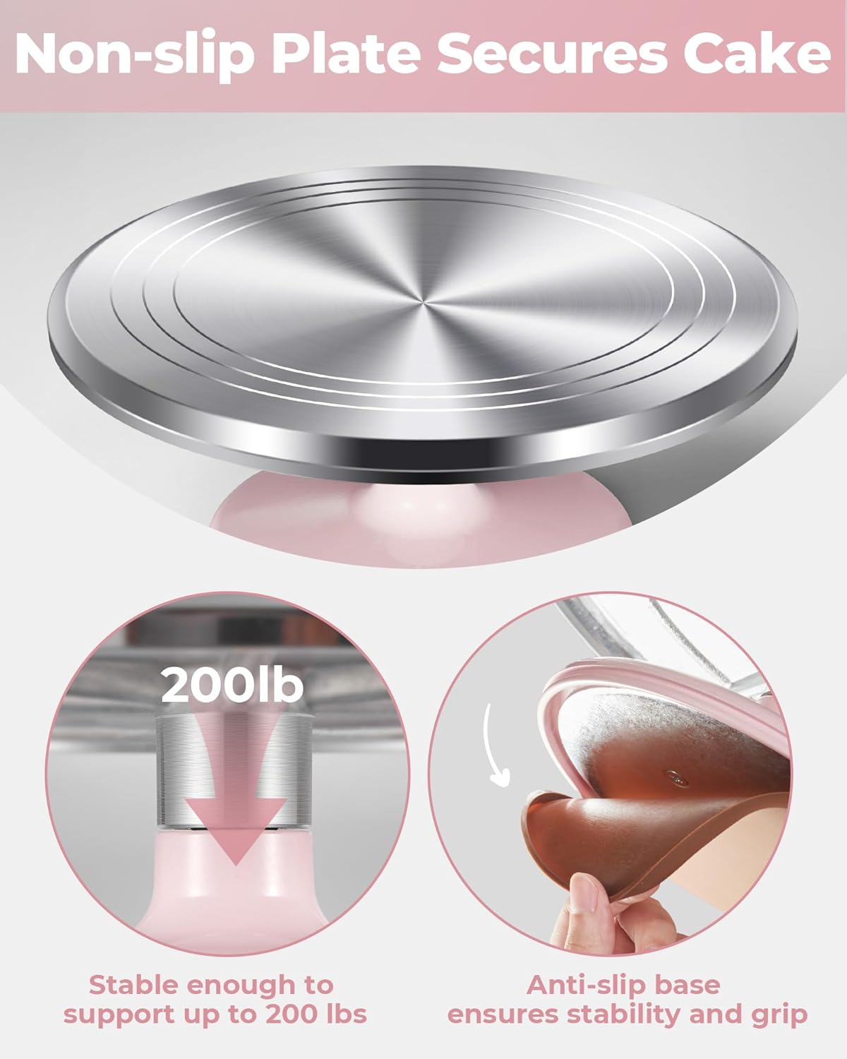 Kootek Aluminium Alloy Revolving Cake Stand 12 Inch Rotating Cake Turntable for Cake, Cupcake Decorating Supplies