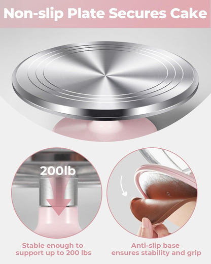 Kootek Aluminium Alloy Revolving Cake Stand 12 Inch Rotating Cake Turntable for Cake, Cupcake Decorating Supplies