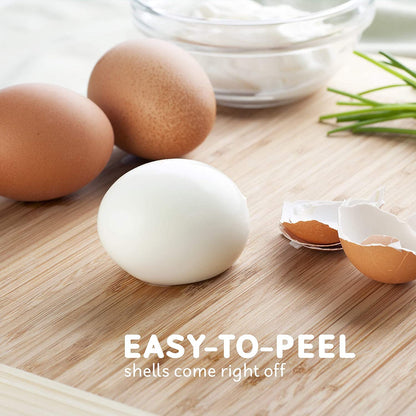 Elite Gourmet EGC-007## Rapid Egg Cooker, 7 Easy-To-Peel, Hard, Medium, Soft Boiled Eggs, Poacher, Omelet Maker, Auto Shut-Off, Alarm, 16-Recipe Booklet, White