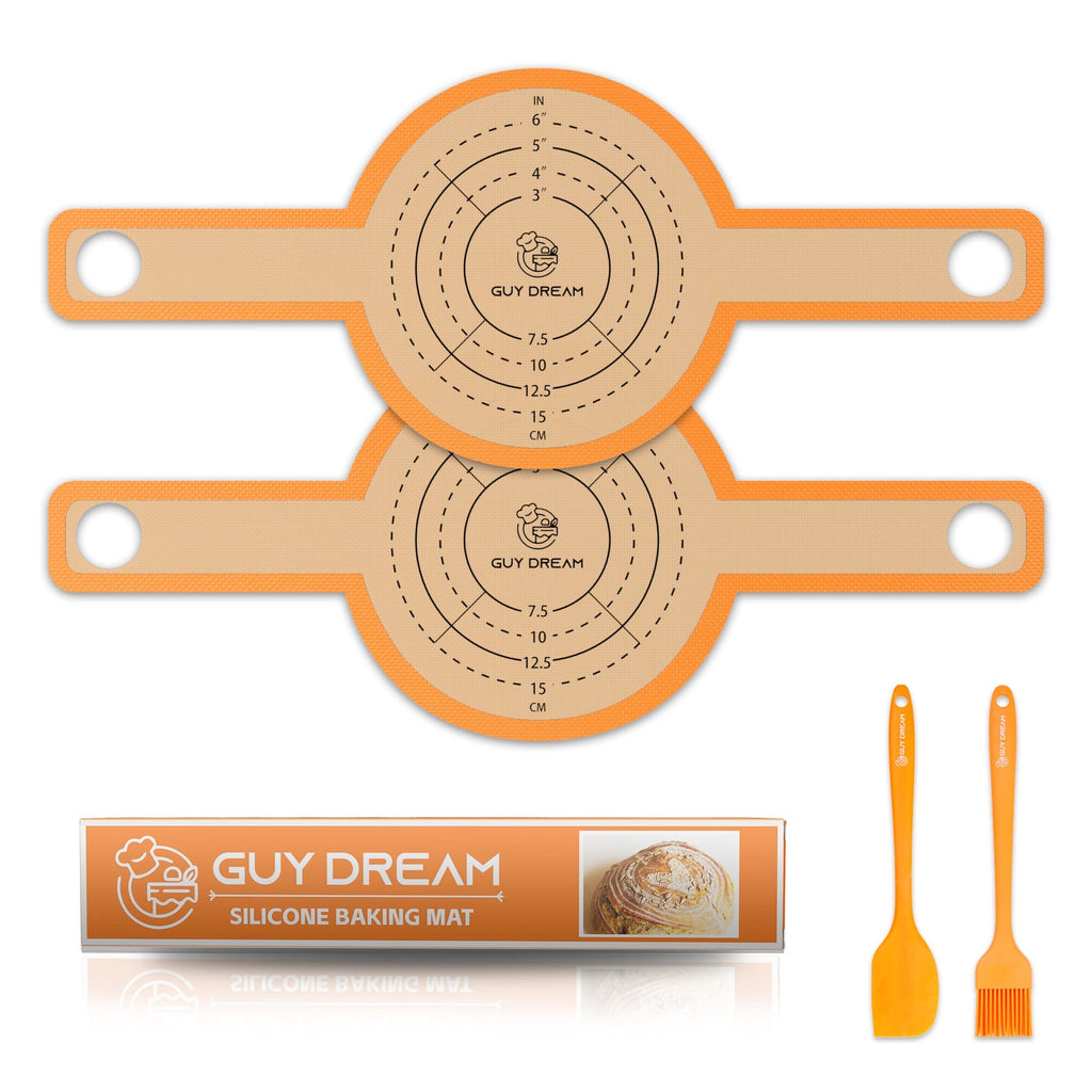 GUYDREMAT Bread Sling - Perfect Silicone Baking Mat for Sourdough Bread Baking – Superior Cast in Iron Dutch Oven Liner, 2 Pieces with Storage Band in GUY DREAM Classic Pack