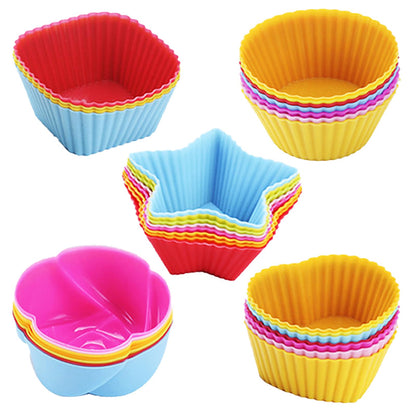 Reusable Silicone Cupcake Baking Cups 24 Pack, 2.75 inch Cups, & Non-stick Muffin Liners for Party Halloween Christmas,6 Rainbow Colors (Pack of 24,Multicolor)