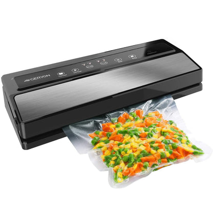 GERYON Vacuum Sealer, Vacuum Sealer Machine for Food Storage with Sealer Bags & Roll, Automatic Food Sealer for Sous Vide, Compact Design, LED Lights, Easy to Clean, Dry & Moist Modes (Silver)