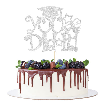 1Pc Congrats Grad 2025 Cake Topper Red Glitter Diploma Graduation Cap Cake Pick Congrats Class of 2025 Cake Decorations for 2025 Graduation Theme High School Boys Girls Graduate Party Supplies