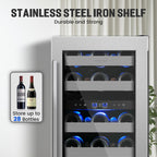 VINECOLD 15 Inch Wine Fridge Under Counter, Dual Zone 28 Bottle Wine Cooler Refrigerator, Seamless Reversible Door,New Upgrade Built-in/Freestanding Wine Cooler for Home and Kitchen