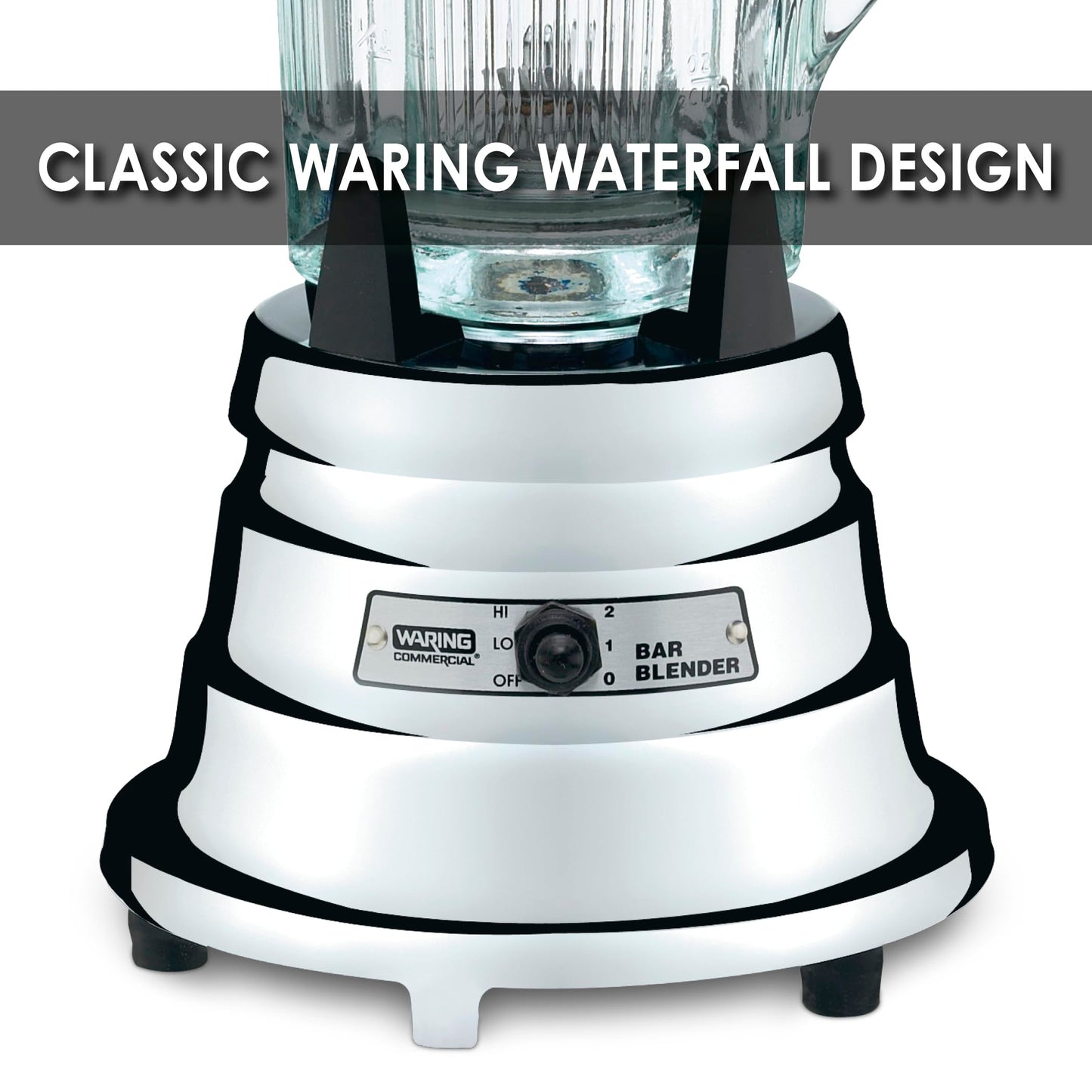 Waring Commercial BB900G 1/2 HP Chrome Bar Blender with 40-Ounce Glass Container Silver