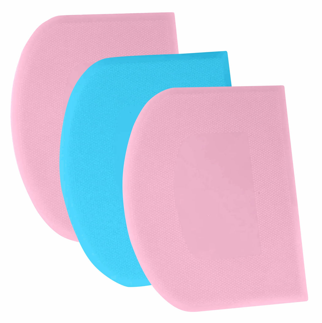 SURDOCA Dough Scraper Bench Scraper - 3P 4.7x3.7" Plastic Flexible Bowl Scraper, Sharp Edge & Angles Cake Scraper. Non-Slip Bakeware Decorating Tools Sculpting & Modeling Tools - Green+White+Green