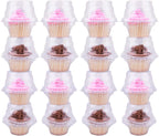 Cupcake Boxes Individual Cupcake Containers, 50 Packs Regular Single Cupcake Holder High Topping for Muffins, Thicker Stackable Plastic Cupcake Carrier for Party (50 pack)