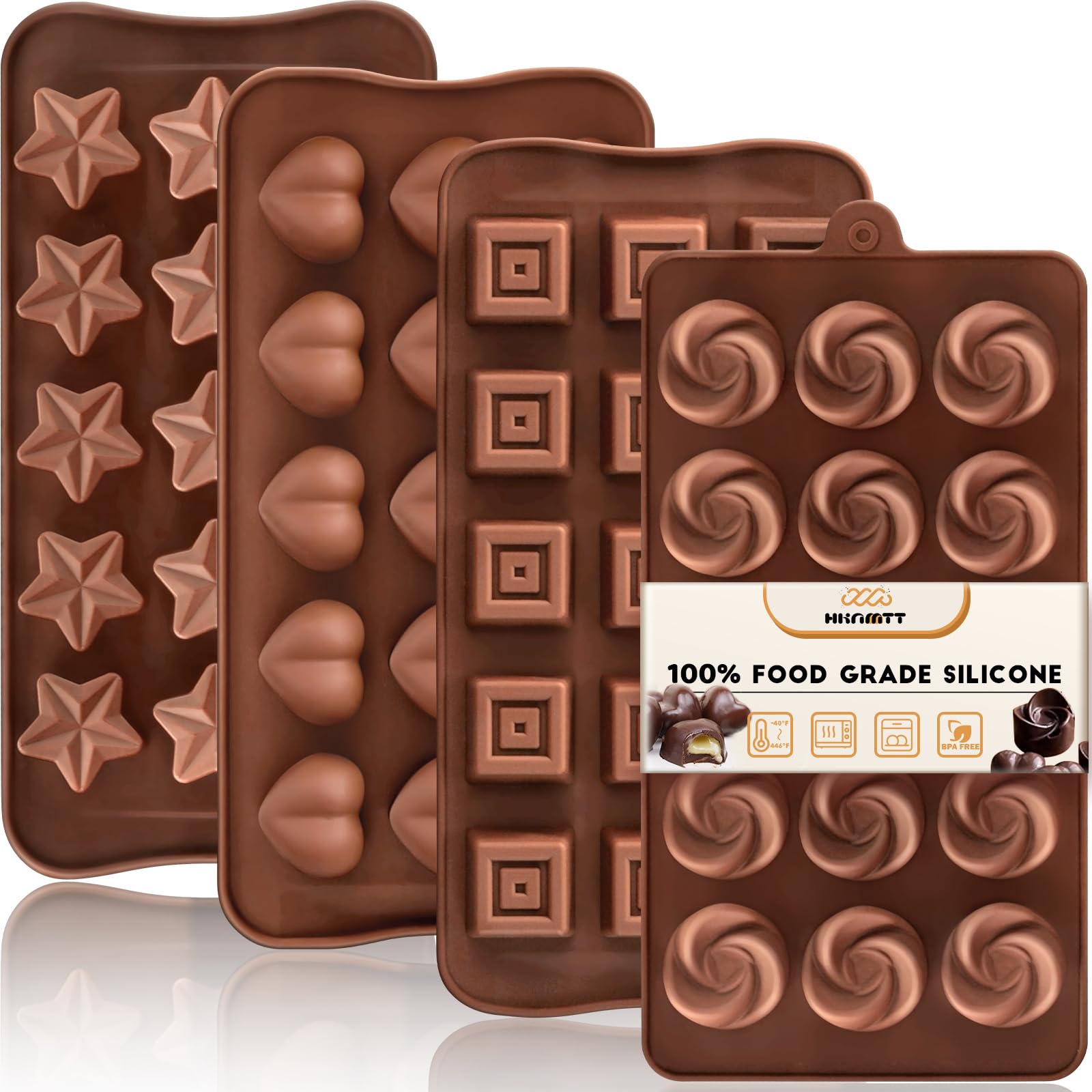 Gummy Bear Molds Silicone Mini Size, Non-Stick Chocolate Candy Gummy Mould for Kid with 2 Droppers Including Dinosaur, Bear, Hearts and Donut Shape 201 Cavities