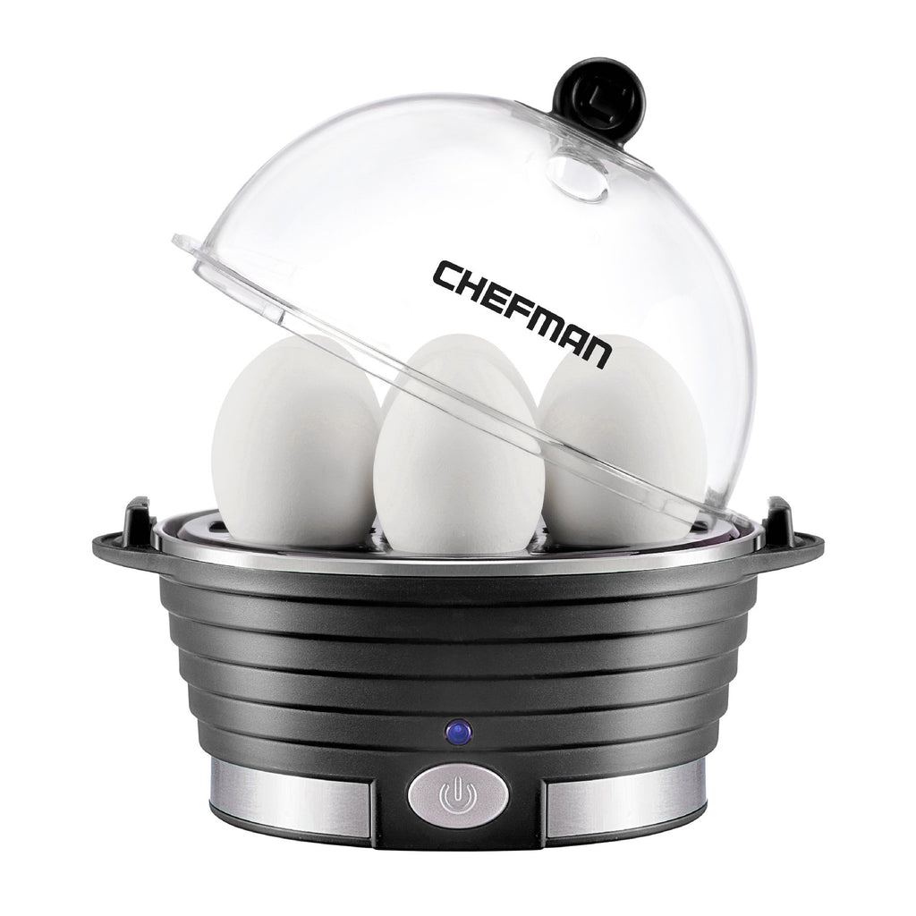 Яєчня Chefman Rapid Poacher, пароварка для продуктів та овочів, швидко готує до 6 яєць, вариться круто, середнього або некрутого приготування, в комплекті лоток для пашотування/омлету, сигнал готовності, без BPA, ЧОРНИЙ