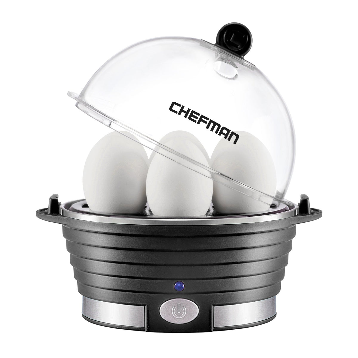 Яєчня Chefman Rapid Poacher, пароварка для продуктів та овочів, швидко готує до 6 яєць, вариться круто, середнього або некрутого приготування, в комплекті лоток для пашотування/омлету, сигнал готовності, без BPA, ЧОРНИЙ