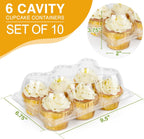 LotFancy Cupcake Containers 6 Count, 40 Sets, Half Dozen Clear Cupcake Boxes, Plastic Muffin Holders with Detachable Tall Dome Lid, Disposable Cupcake Carriers, BPA Free, Standard Size