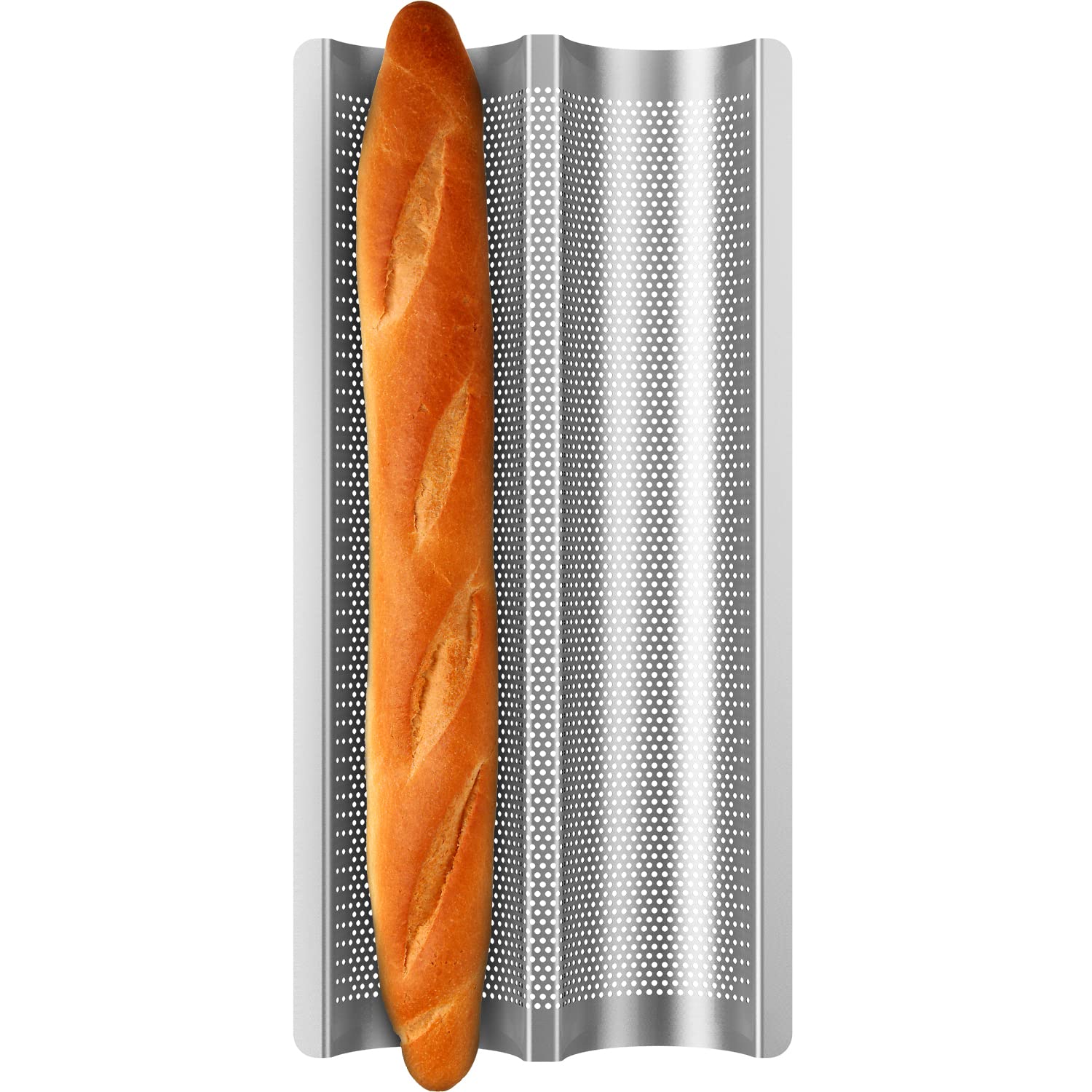 Baguette Pan French Bread Pans For Baking Pans, Nonstick 2 Slots Perforated Italian Loaf Pan Mold Long French Bread Pan Golden