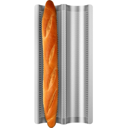 Baguette Pan French Bread Pans For Baking Pans, Nonstick 2 Slots Perforated Italian Loaf Pan Mold Long French Bread Pan Golden