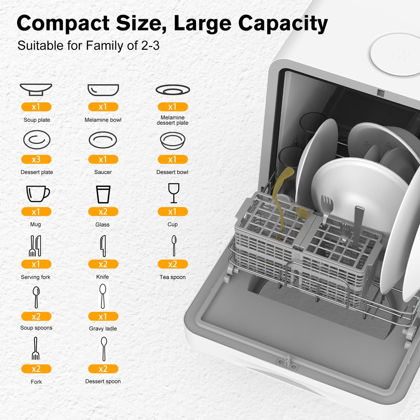 Cobuy Portable Dishwasher Countertop,7 Washing Programs Mini Dishwashers with 5 L Built-in Water Tank and 24H Delay Start & 360° Dual Spray,Air Dry Compact Dishwasher With Baby Care,Apartments & RVs