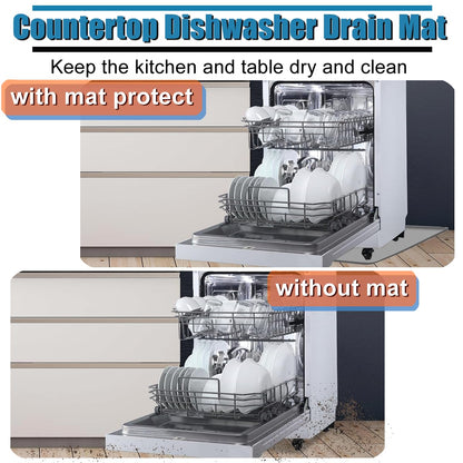 Mata do zmywarki, przenośna silikonowa mata do zmywarki z podniesioną krawędzią, mała tacka ociekowa do zmywarki, tacka do zmywarki zapobiegająca przeciekom, antypoślizgowa wodoodporna podkładka ochronna, 24''x24'' bez otworu