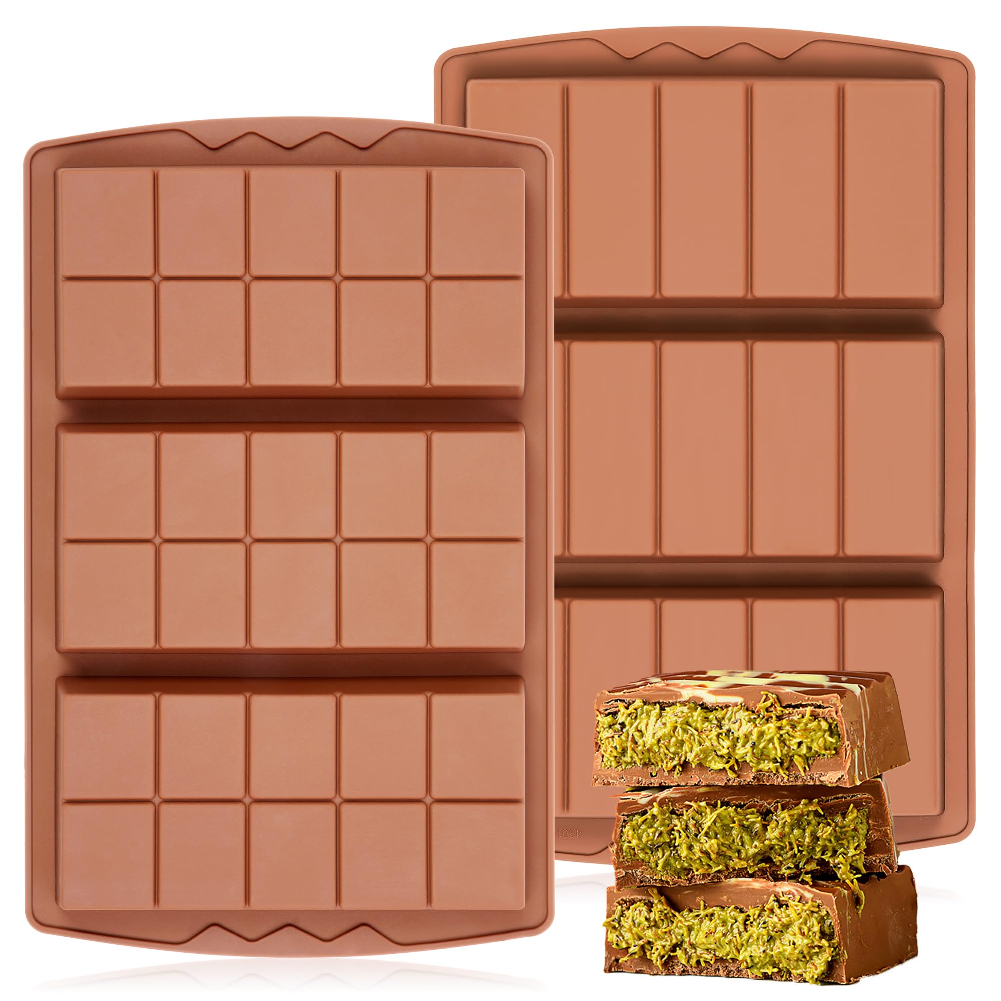 1 Pc Chocolate Bar Mold Deep Large Chocolate Molds Silicone Break Apart Thick Silicone Molds for Candy Bar (10 Snap）
