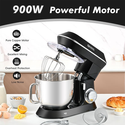 Kitchen in the box Stand Mixer, 900W 7.5QT Kitchen Electric Mixer, 6-Speed Tilt-Head Food Mixer for Baking with Dough Hook,Wire Whip,Beater (Black)