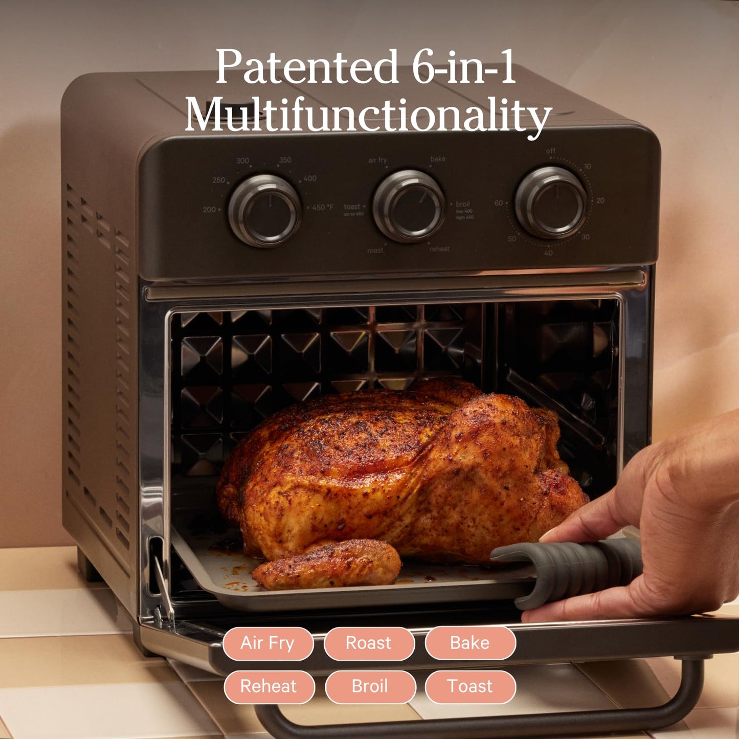 Our Place Wonder Oven | 6-in-1 Air Fryer & Toaster Oven with Steam Infusion | Compact, Countertop Friendly, Fast Preheat, Multifunctional | Air Fry, Toast, Roast, Bake, Reheat & Broil | Char