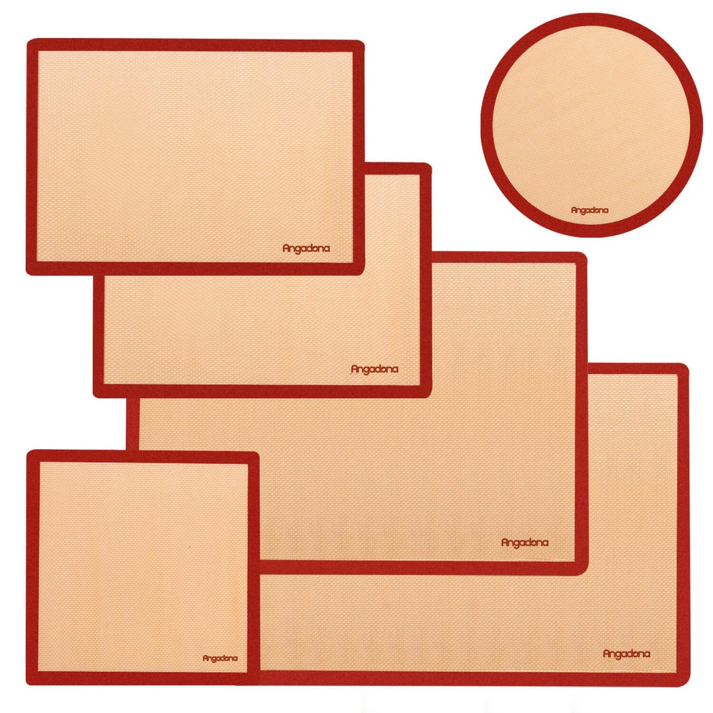 Silicone Baking Mat Set of 6, Easy Clean & Non-Stick Food Grade Reusable Baking Mat, Silicon Baking Mats Oven Liner Sheet, Round & Square Cake Mat, Pastry Board Rolling Dough Mats for Macaron Cookie