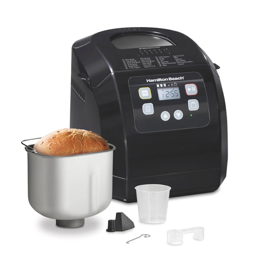 Hamilton Beach Bread Maker Machine, Digital, Programmable, 12 Settings + Gluten Free, Dishwasher Safe PFAS-Free Nonstick Pan + Kneading Paddle, 2 lb Capacity, Black (29982)