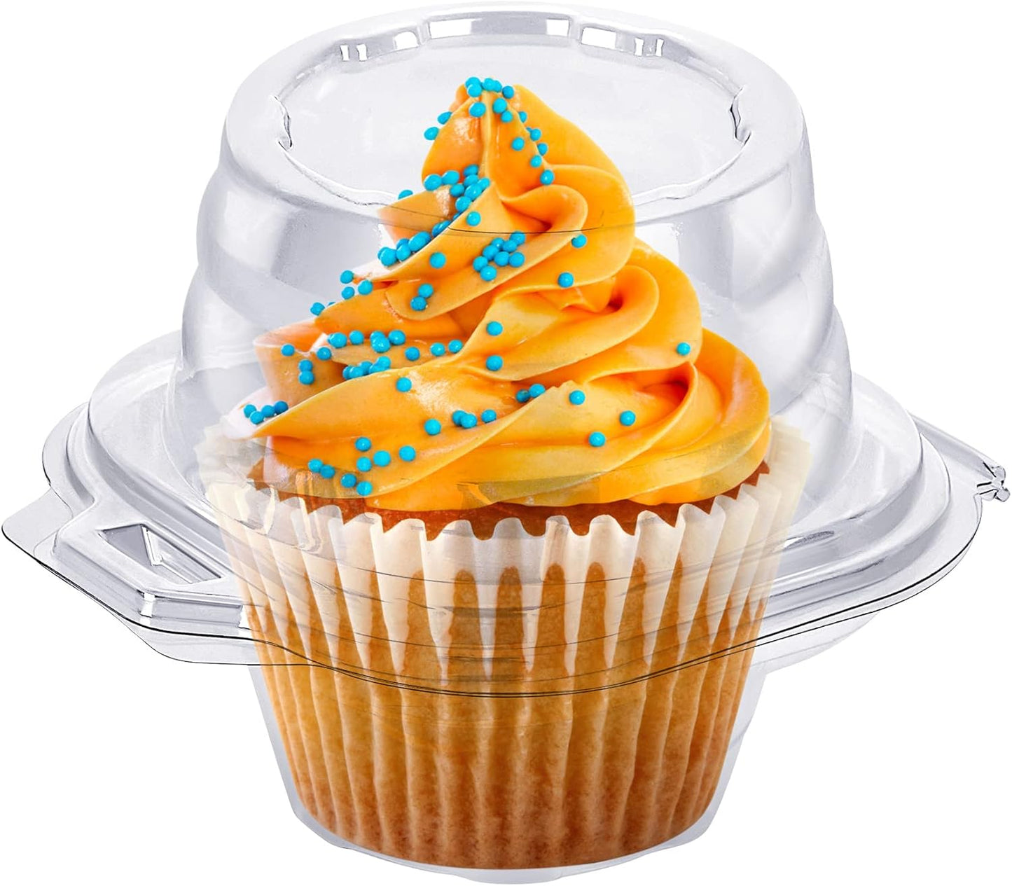 Cupcake Boxes Individual Cupcake Containers, 50 Packs Regular Single Cupcake Holder High Topping for Muffins, Thicker Stackable Plastic Cupcake Carrier for Party (50 pack)