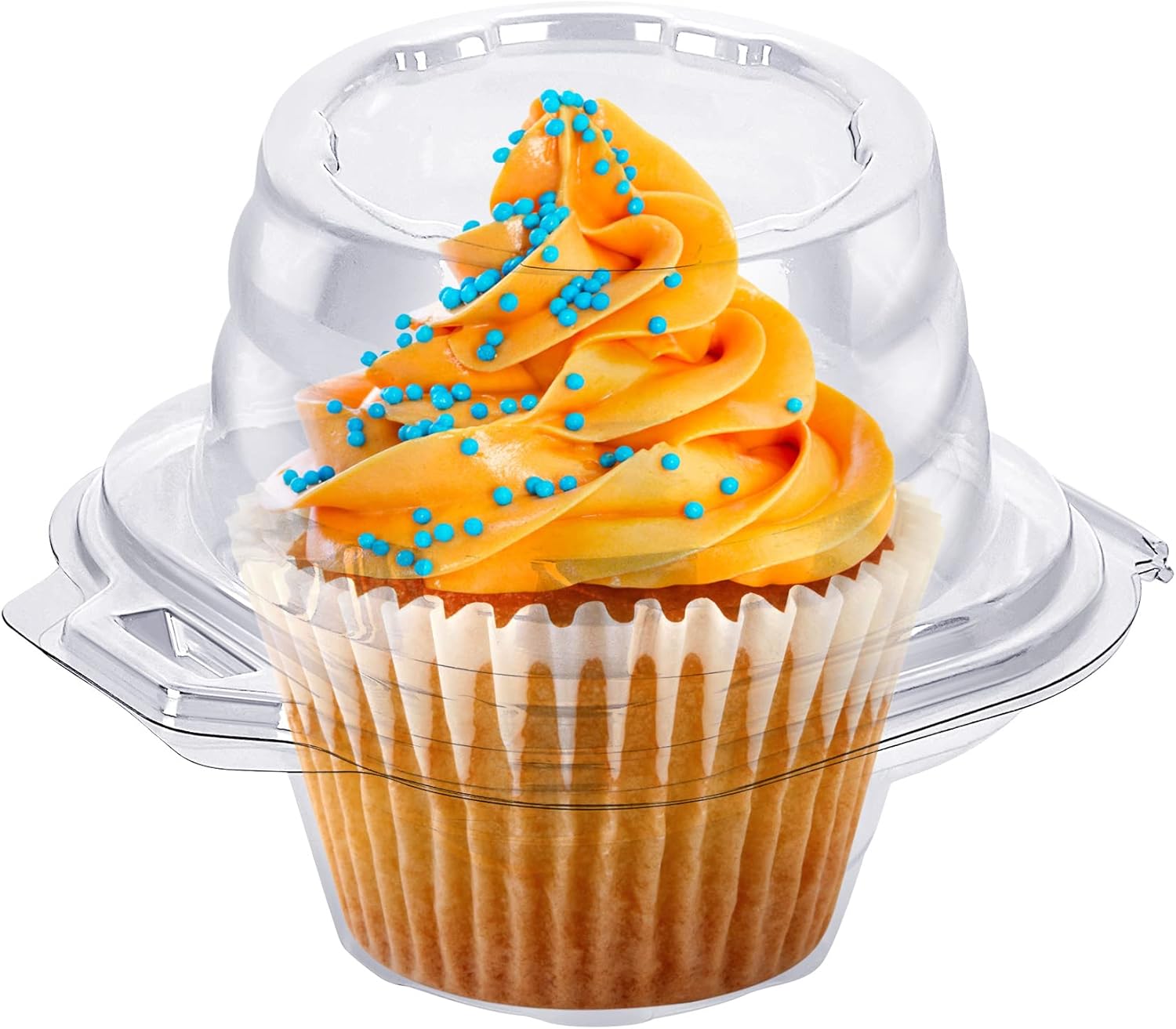 Cupcake Boxes Individual Cupcake Containers, 50 Packs Regular Single Cupcake Holder High Topping for Muffins, Thicker Stackable Plastic Cupcake Carrier for Party (50 pack)