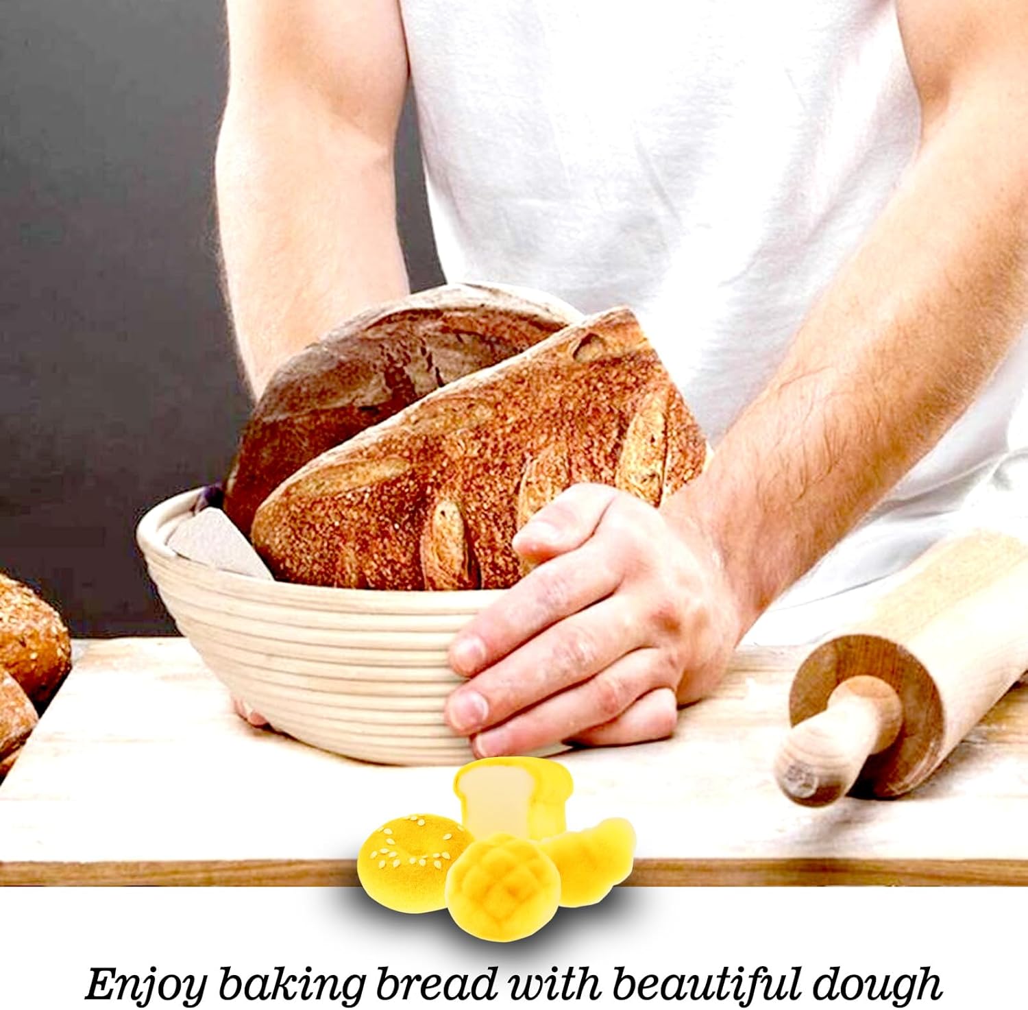 Banneton Bread Proofing Basket: 2 PCS Sourdough Proofing Basket with Liner - Round Banneton Basket for Baking