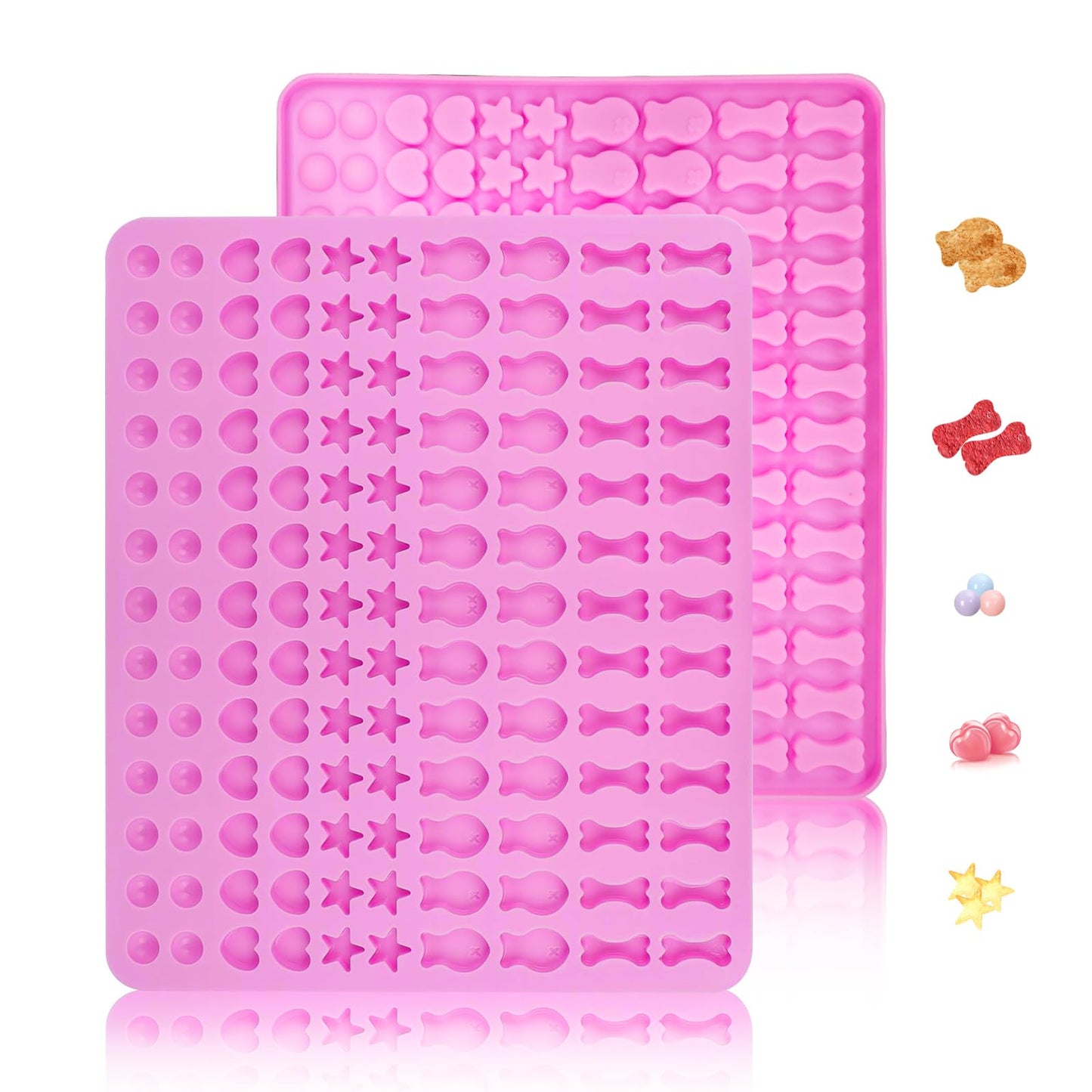 2 PCS Mini Silicone Molds, 106 Cavity Dog Bone + 69 Cavity Paw Mold for Baking Biscuits, Cookies, Candy, Chocolate, Jelly Pet Dog Treats