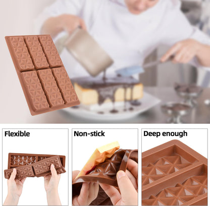 1 Pc Chocolate Bar Mold Deep Dubai Break Apart Candy Molds Thick Stuffed Silicone Molds for Filling Knafeh Pistachio Chocolate Bar and Wax Melts Large (Pyramid Shape)
