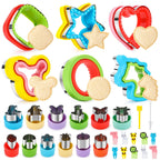 HINZER Sandwich Cutter and Sealer Set Uncrustables Maker 4 Pcs Bread Decruster Pancake Maker Heart Square Circle Dinosaur Shape DIY Cookie Cutters Gift for Kids Adult Boys Girls