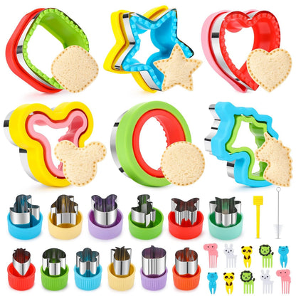 HINZER Sandwich Cutter and Sealer Set Uncrustables Maker 4 Pcs Bread Decruster Pancake Maker Heart Square Circle Dinosaur Shape DIY Cookie Cutters Gift for Kids Adult Boys Girls