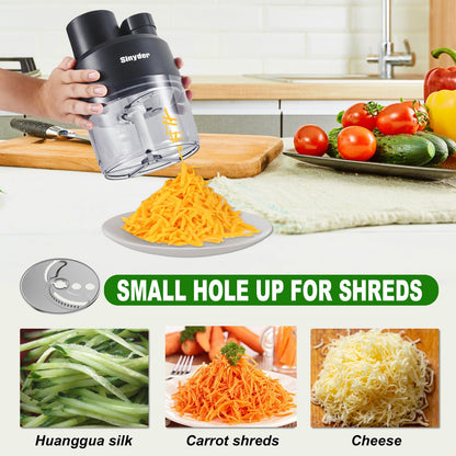 Mini Food Processors 4 Cup,Electric Food Chopper,Small Meat Grinder with 2 Bowls,2 Speed & 2 Different Function Blades for Vegetable, Meat, Nuts,Functions for Mincing, Dicing, Shredding,Slicing