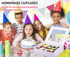 6-Set Cupcake Boxes Hold 12 Standard Cupcakes, Food Grade Cupcake Holders Bakery Carrier Boxes with Windows and Inserts for Cupcakes, Muffins and Pastries (White-6 Pack)