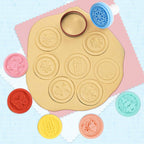 Cookie Stamp-a Set of 6 Colorful Silicone Cookie Stamp Press, Ring Cutter and Handle for Christmas and Daily Baking