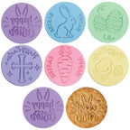 Zubebe 6 Pcs Cookie Stamp Tool Cake Embosser Cutters Mini Cake Mold Fondant Stamp 3D Design Cookie Embosser for Party Supplies Kitchen DIY Baking Tools(Father's Day)