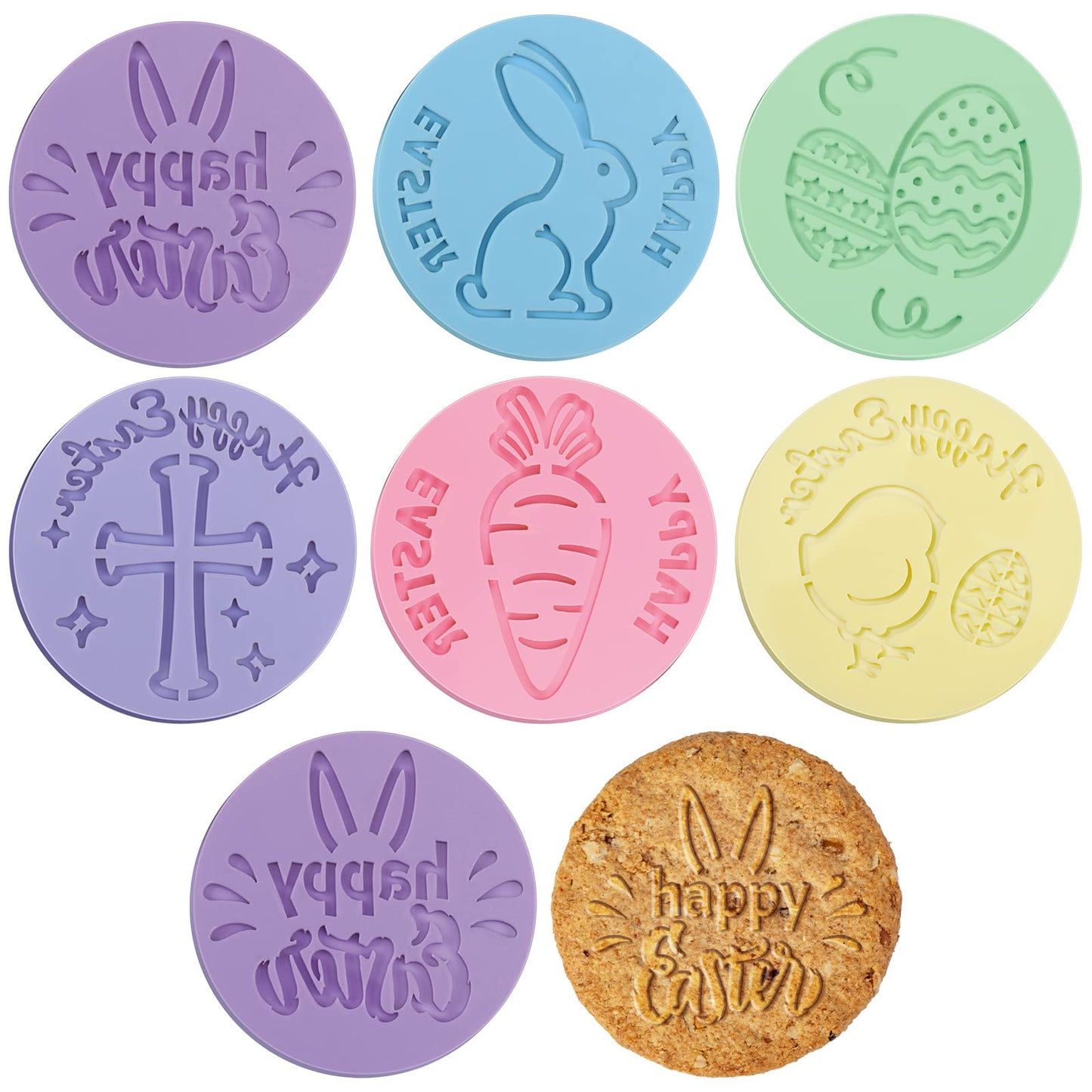 Zubebe 6 Pcs Cookie Stamp Tool Cake Embosser Cutters Mini Cake Mold Fondant Stamp 3D Design Cookie Embosser for Party Supplies Kitchen DIY Baking Tools(Father's Day)