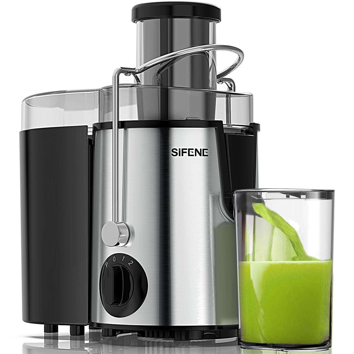 SiFENE Juicer Machines, Big Mouth Large 3” Feed Chute for Whole Fruits and Vegetables, Centrifugal Extractor, Easy to Clean, Non-BPA, Silver