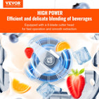 Blender VEVOR Professional z osłoną, Blendery do użytku komercyjnego, Blender kombinowany o pojemności 68 uncji, Blender ze stali nierdzewnej, 9 prędkości i 5 funkcji, do koktajli, smoothie, koktajli i kruszenia lodu, biały