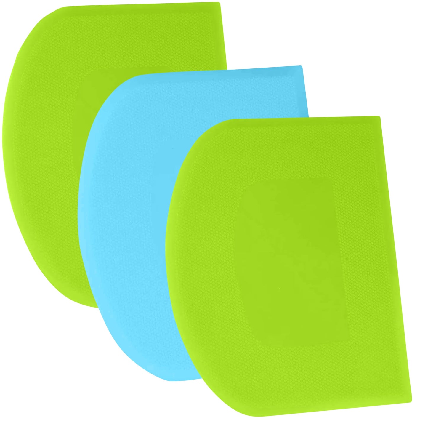 SURDOCA Dough Scraper Bench Scraper - 3P 4.7x3.7" Plastic Flexible Bowl Scraper, Sharp Edge & Angles Cake Scraper. Non-Slip Bakeware Decorating Tools Sculpting & Modeling Tools - Green+White+Green