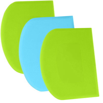 SURDOCA Dough Scraper Bench Scraper - 3P 4.7x3.7" Plastic Flexible Bowl Scraper, Sharp Edge & Angles Cake Scraper. Non-Slip Bakeware Decorating Tools Sculpting & Modeling Tools - Green+White+Green