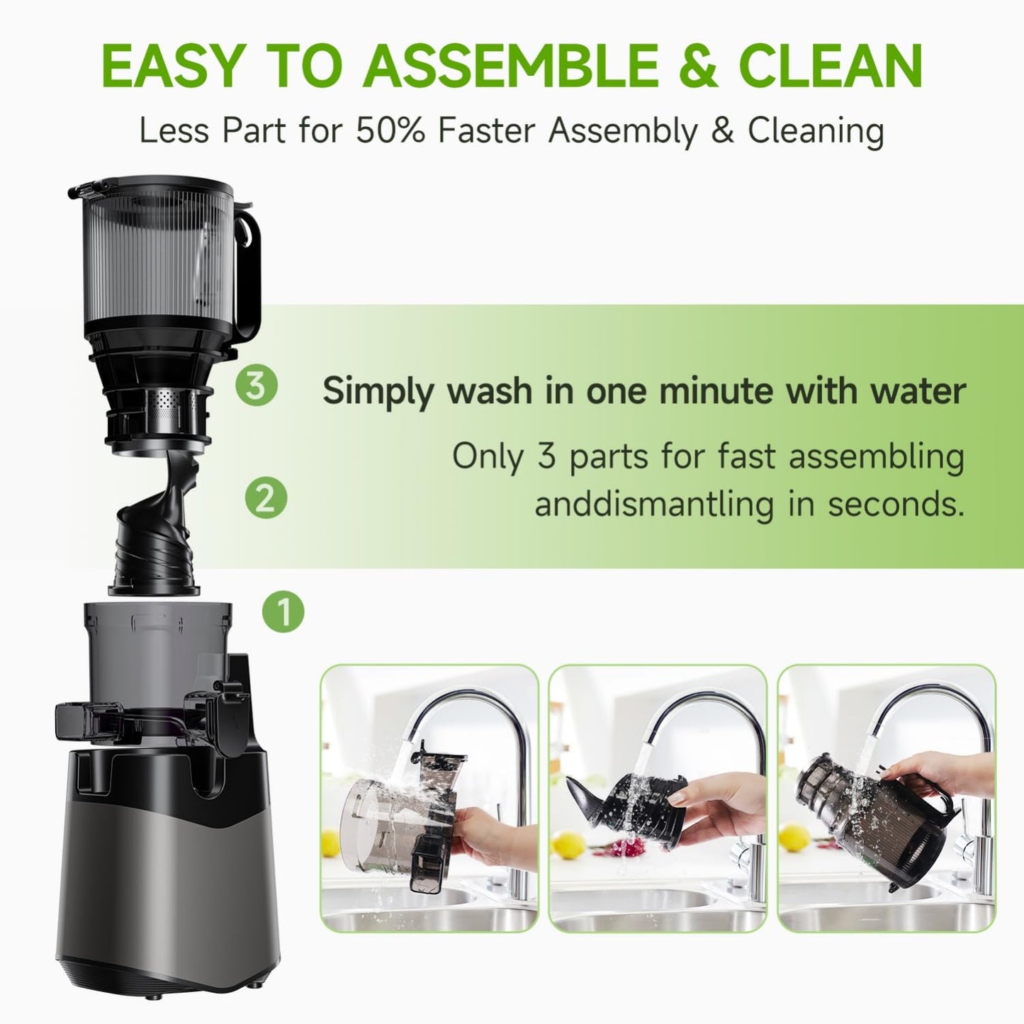 Cold Press Juicer,5.8" Extra Large Feed Chute Fit Whole Fruits & Vegetables,350W Slow Masticating Juicer Machines,Easy to Clean,High Juice Yield