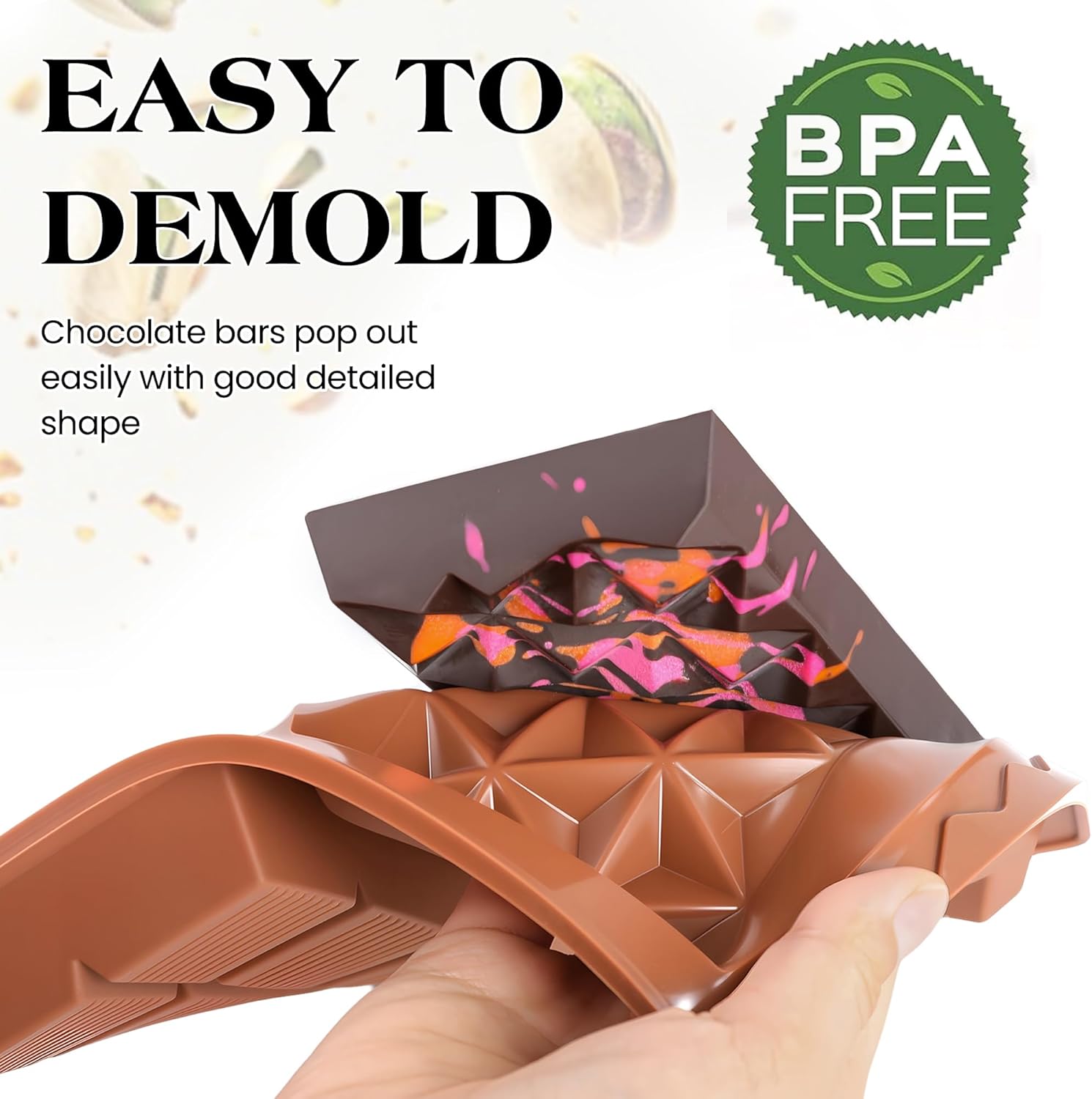 1 Inch Chocolate Bar Mold Deep Dubai Stuffed Chocolate Molds Silicone Large Break Apart Silicone Molds (Mix,2 Pcs）