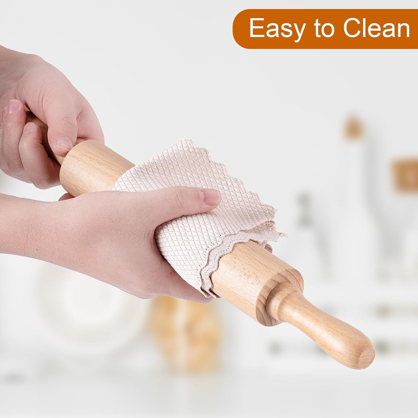 AISOSO Rolling Pins for Baking, 15.75 Inches Wooden Rolling Pin with Handles, Classic Nonstick Dough Roller for Fondant Pizza Pie Crust Cookie Pastry, Kitchen Baking Essentials, Light Yellow