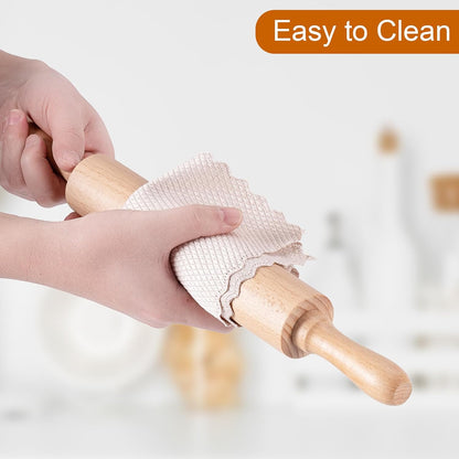 AISOSO Rolling Pins for Baking, 15.75 Inches Wooden Rolling Pin with Handles, Classic Nonstick Dough Roller for Fondant Pizza Pie Crust Cookie Pastry, Kitchen Baking Essentials, Light Yellow