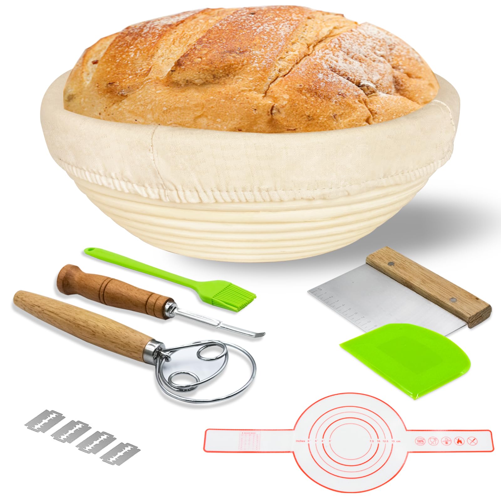 Banneton Bread Proofing Basket: 2 PCS Sourdough Proofing Basket with Liner - Round Banneton Basket for Baking