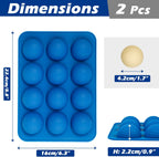 Webake Golf Ball Chocolate Molds, Silicone 12-Cavity Mold for Cake Decorations, Hot Chocolate Bomb, Candy (Pack of 2)