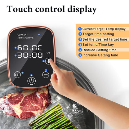 Sixfivsevn Sous Vide Cooker, Sous Vide Machine 1100 W, Immersion Circulator Precisional Cooker with Touch Control, Accurate Temperature, Ultra-quiet, IPX7 Waterproof, Fast Heating and Time Control