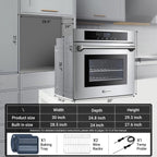 AAOBOSI Wall Oven 30 inch Single Wall Ovens Electric Built-in Convection Oven, 3800W, 4.8 Cu. Ft. Broil Bake Roast Function, LED Display, Touch Control, Safety Lock, Timer for Kitchen Cabinetry
